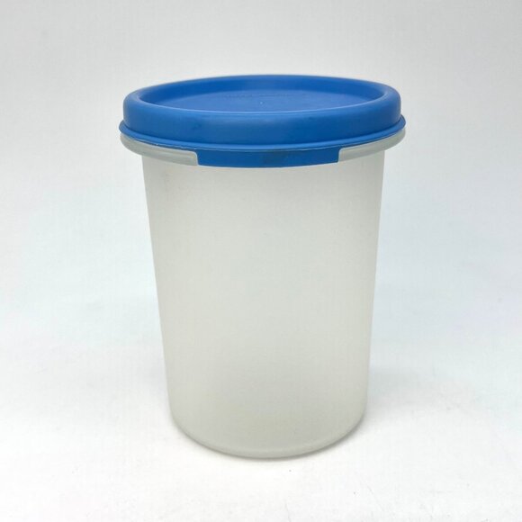 Tupperware 15 oz Blue Lid Container Small Round Vintage USA - Picture 1 of 9